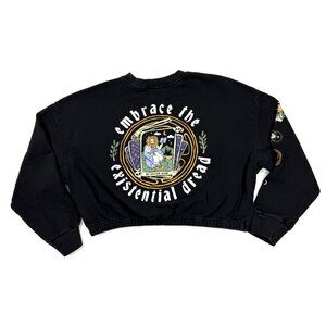 Octopied Mind Womens Cropped Sweatshirt Embrace Existential Dread Sweater Small
